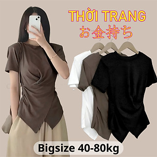 Áo thun nữ xoắn eo, Áo thun nữ vạt chéo tay ngắn 3112