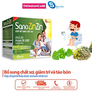 Cốm táo bón Sano ZinZin Sanofia - Bổ sung chất xơ, giảm táo bón, nhuận tràng ở trẻ và người lớn - Hộp 20 gói Thomsoncare