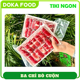Thịt bò cuộn 1kg, Ba chỉ bò nhập khẩu cắt lát cuộn tròn Doka Food