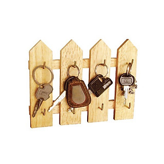 45231 |Hàng rào treo chìa khóa thẻ nhân viên kính khẩu trang, 4 thanh 8 móc treo  Gỗ Đức Thành