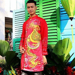 Áo dài cách tân nam vải gấm