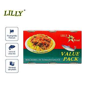 Cá hộp Lilly cá Nục sốt cà-Lốc 3 lon