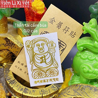 Miếng dán thần tài cầm búa linh phù linh phù dán điện thoại, máy tính bảng, máy tính ...