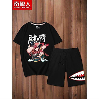 Sét đồ bộ mặc nhà dạo phố chất thun cotton in họa tiết TRƯ BÁT GIỚI siêu dễ thương quần ngắn,Đồ bộ Cotton Mặc nhà Dạo phố Cao cấp Dễ thương Thoải mái