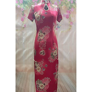 SƯỜN XÁM VẢI NHUNG HOA MÀU ĐỎ - ẢNH THẬT 100