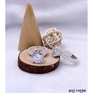 NHẪN ĐÍNH ĐÁ KIM CƯƠNG TRÒN_ N296 freesize