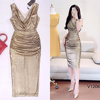 Đầm body cổ đỗ kim sa - hàng thiết kế cao cấp