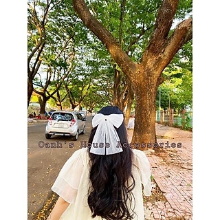 Kẹp nơ voan lưới dập ly tiểu thư