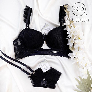 Set bra ren đen có mút có gọng CÁ CONCEPT đồ lót thiết kế áo bra sexy