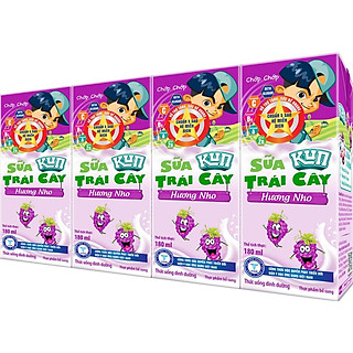 Kun sữa trái cây hương nho thùng 48 hộp x 180ml