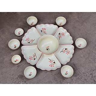 BỘ BÁT ĐĨA HOA MẶT TRỜI BÁT TRÀNG