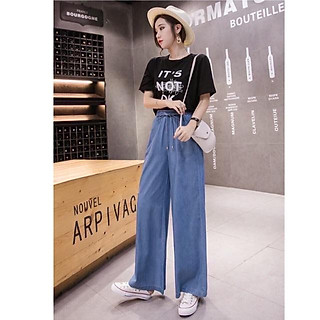 QUẦN DENIM ỐNG SUÔNG LƯNG THUN