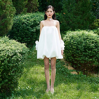 DOTTIE - Đầm 2 dây quả bí - Trắng - D0572