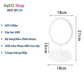 Gương trang điểm để bàn sử dụng đèn led cảm ứng cao cấp với 3 chế độ ánh sáng.