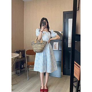 Đầm xốp gấm hoa nổi đầm babydoll