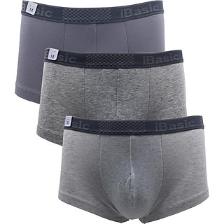 Combo 3 Chiếc Quần Lót Nam Boxer Thời Trang, Nam Tính, Chất Liệu Cotton, Logo Chìm Tinh Tế iBasic PANM009 - Hàng Chính Hãng