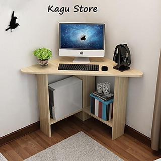 Bàn làm việc góc 90 độ hình tam giác có kệ sách tiết kiệm đối đa không gian Kagu TB009