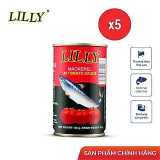 Combo 5 lon cá Nục Lilly sốt cà