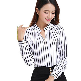 Áo Sơ Mi Nữ Dài Tay Kẻ Sọc Thời Trang