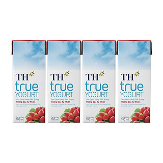 Lốc sữa chua uống tiệt trùng hương dâu tự nhiên 180ml x 4 hộp