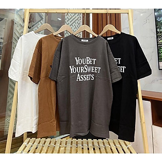 Áo thun cotton khô 3158 - bán sỉ bán lẻ - áo phông tay lỡ form rộng in chữ You Bet Your Sweet