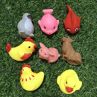 Túi 8 con thú xinh xắn nhiều màu có còi kêu chút chít