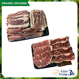 Set bò Mỹ nướng BBQ số 5 | 1,68kg (Ba chỉ bò Mỹ, Ba chỉ heo Mỹ, Dẻ sườn bò Mỹ, Lõi vai bò Mỹ, Sườn bò Mỹ và sốt ướp BBQ Á) được bán bởi Organic Sen Hồng - giao nhanh 3h