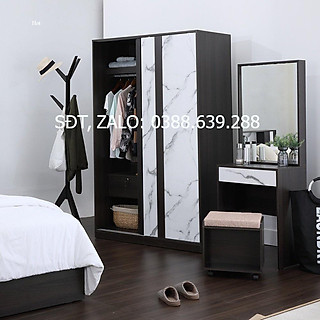 Tủ Quần Áo Cửa Trượt Tủ đựng quần áo cửa lùa gỗ ván dăm có ổ khóa bên trong BÌNH LONG