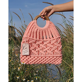 Túi xách Macrame quai gỗ tròn M1