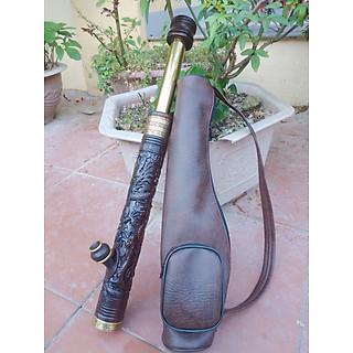 Điếu Cày Mini Rút Gỗ Mun Đục Rồng Phượng - Chống Đổ Nước