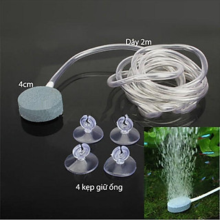 ĐẦU ĐÁ (ĐĨA SỦI) TẠO SỦI BỌT KHÍ Ô XY D4CM KÈM ỐNG DẪN VÀ ĐẦU GIỮ ỐNG CHO BỂ CÁ CẢNH