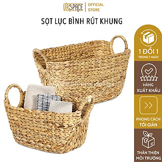 Giỏ lục bình (bèo tây) hình thuyền đựng quần áo, sách báo, sắp xếp không gian/ Hand woven hyacinth boat basket with hand