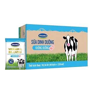 Thùng 48 Bịch Sữa Vinamilk Không Đường 220Ml