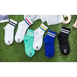 Tất hàn quốc - trắng sọc xanh đỏ