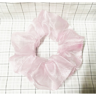 Dây cột tóc scrunchies mẫu mới màu hồng phấn ánh kim