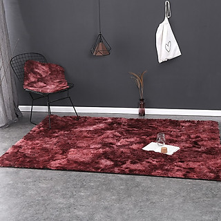 Thảm lông trải sàn màu đỏ loang - 1m6x2m