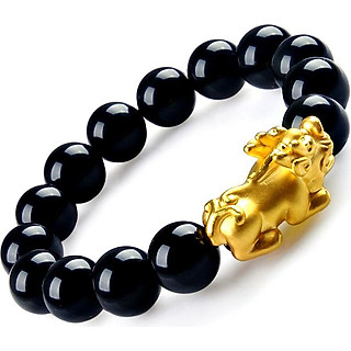 Vòng Tay Tỳ Hưu Đá Opal Đen Tự Nhiên 12mm