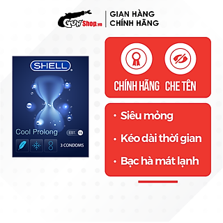 Bao cao su Shell Cool Prolong kéo dài thời gian, siêu mỏng hộp 3 cái | GUNSHOP VIỆT NAM