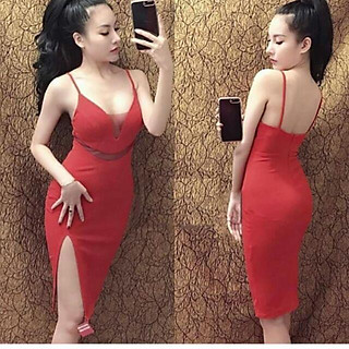 Đầm body xẻ tà phối lưới sexy