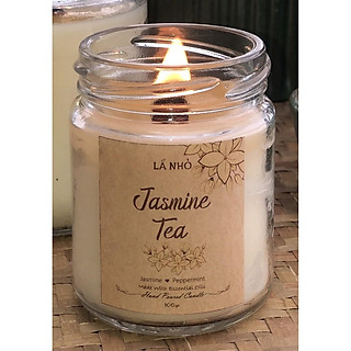 Nến thơm LÁ NHỎ - Jasmine Tea (Hoa Nhài Trắng - Bạc Hà) - Tươi Mát - An toàn - Không Khói