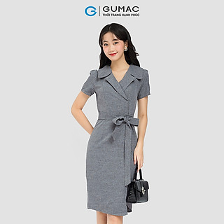 Đầm body GUAMAC DC08100 cổ vest form ôm 1 lớp vải cotton màu xám