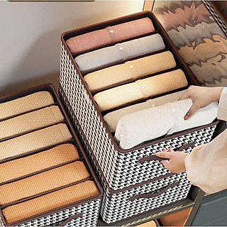 Hộp đựng quần áo 7 ngăn CÓ BÌA CỨNG Túi chia ngăn đựng quần áo giúp Tủ quần áo gọn gàng Hộp vải đựng đồ hộp chia ngăn