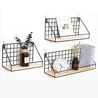 Kệ Sắt Đáy Gỗ Treo Tường Trang Trí/ Kệ Để Đồ Đa Năng