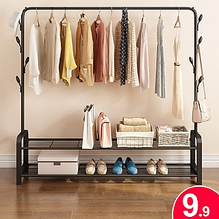 GIÁ TREO QUẦN ÁO KỆ SÀO TREO ĐỒ GỖ 2 TẦNG NỘI THẤT KIỂU HÀN QUỐC