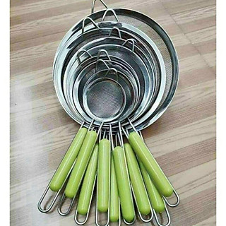 Rây Lọc Viền Inox Cán Xanh Cao Cấp Huyna Mart có thể lọc bột cháo, thức ăn cho bé ăn dặm