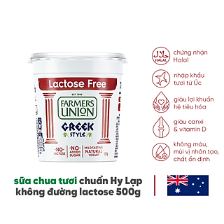 Sữa chua hy lạp tách đường lactose Farmers Union greek style lactose free yogurt hũ 500g