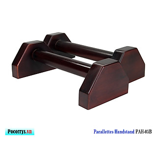 Dụng cụ chống đẩy, hít đất bằng gỗ, Parallettes gỗ hỗ trợ tập Handstand, Pocorrys PAH-05B, Màu nâu đỏ