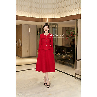 Set Vest Nữ Dạ Tweed MY WAY Dáng Xòe Cao Cấp 6MV0209 -6MCX0218