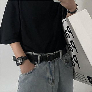 Dây Nịt Thắt Lưng Nam Nữ DG Camcamvintage - Dây Lưng Nam Nữ Unisex Mặt Kim Loại Da PU Hàn Quốc Mặt Vuông Màu Đen Đẹp