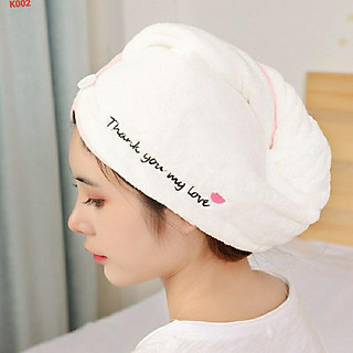 Khăn Quấn Tóc - Khăn Ủ Tóc Mềm Mịn Khô Nhanh Siêu Thấm Hút Mẫu Thank You My Love.